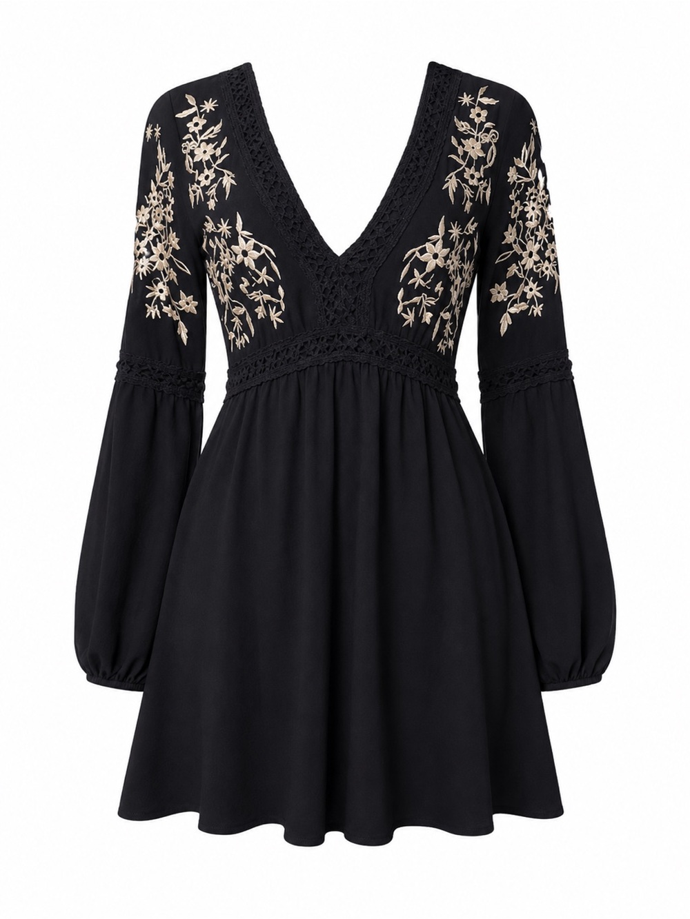 Blue Rain mini-length "peasant" or "shift" style dress deep V-neckline XXS
